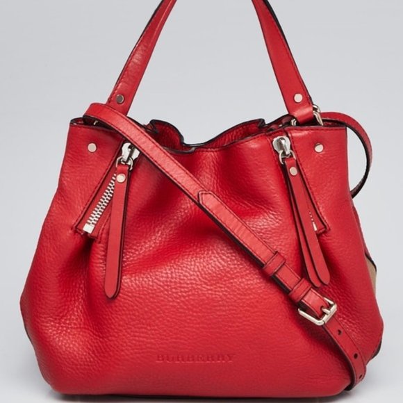 NEW BURBERRY red Calfskin Small Maidstone Tote - Picture 3 of 7